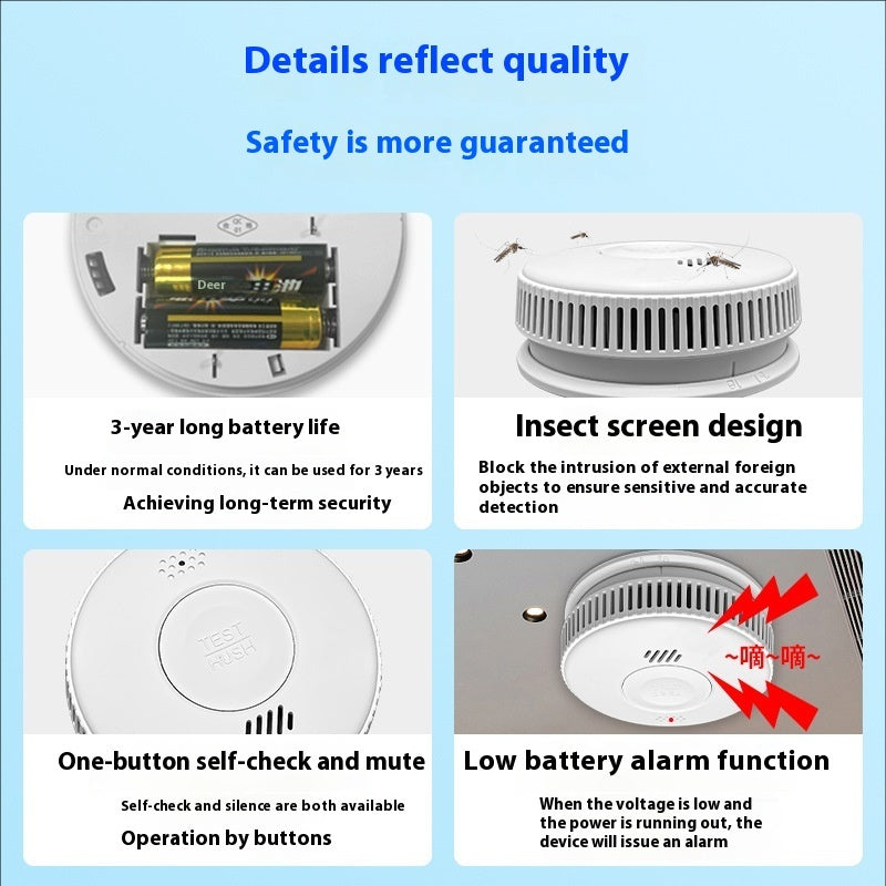 Independent Smoke Alarm Fire Protection Smoke Detector Commercial Household Induction